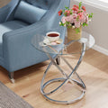 Chrome Round Glass End Table