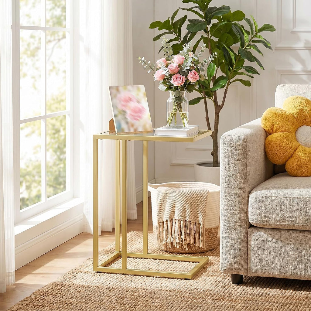 2‑Pack Glass C‑Shaped Side Tables
