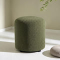 Modern Round Teddy Fleece Vanity Stool Dark Green