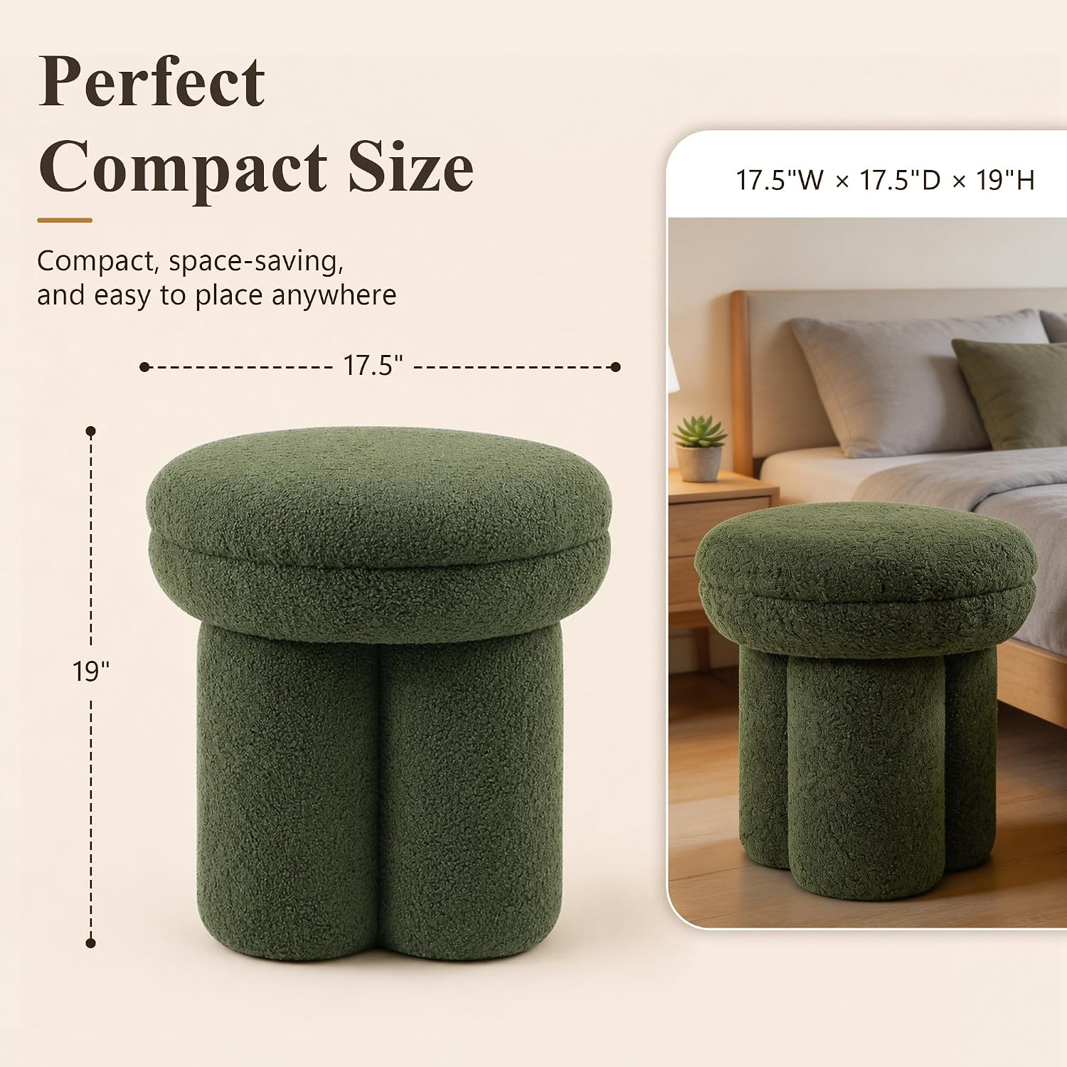 Teddy Ottoman Stool Green
