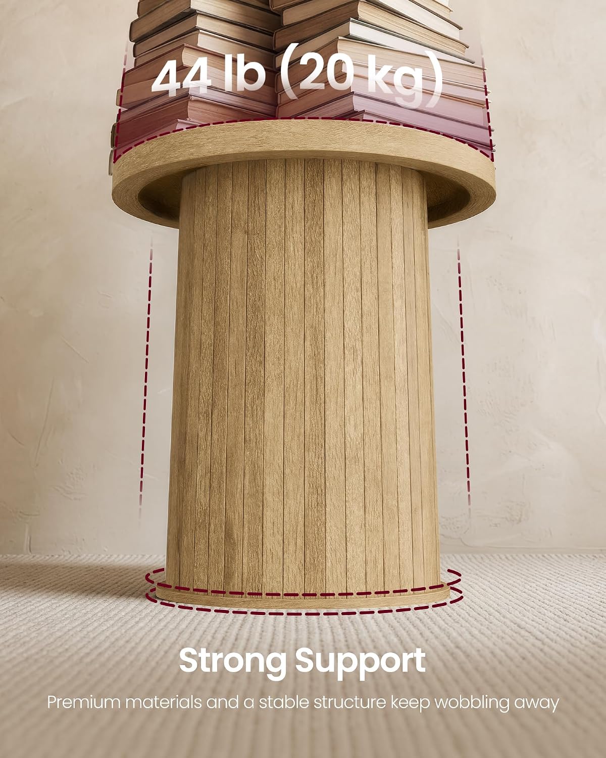 Tambour Round Side Table Natural Brown