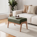 Green Faux Leather Walnut Ottoman