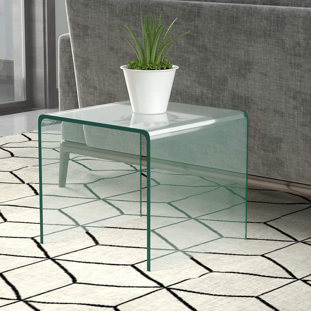 Clear Waterfall Glass End Table