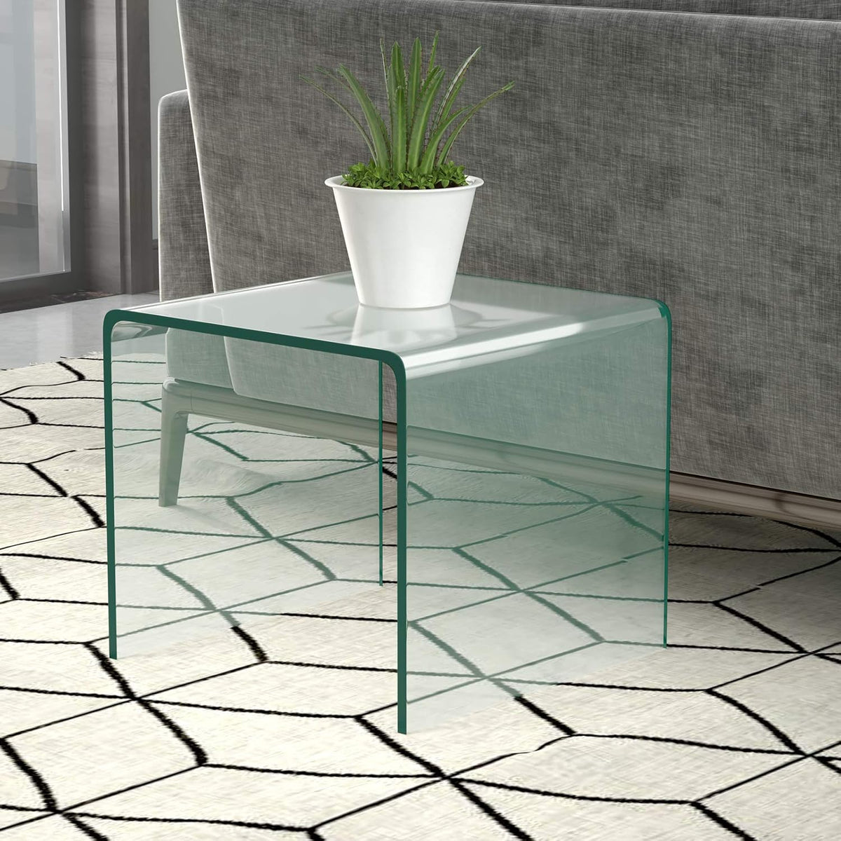 Clear Waterfall Glass End Table