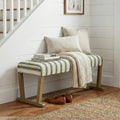 Green Stripe Entryway Bench With Rubberwood Legs