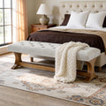 Light Gray Tufted Wood Bench