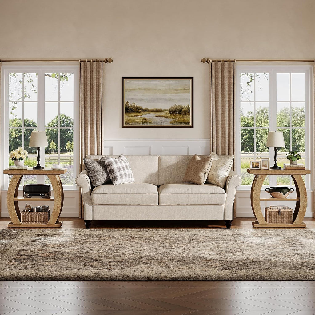2‑Pack Natural 3‑Tier Wood Side Tables