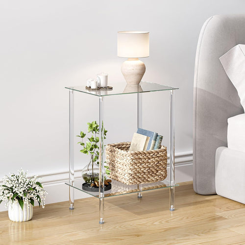 2‑Pack Clear Acrylic 2‑Tier Side Tables