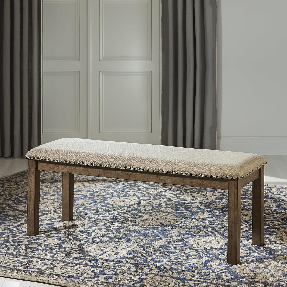 Beige Wood Dining Bench