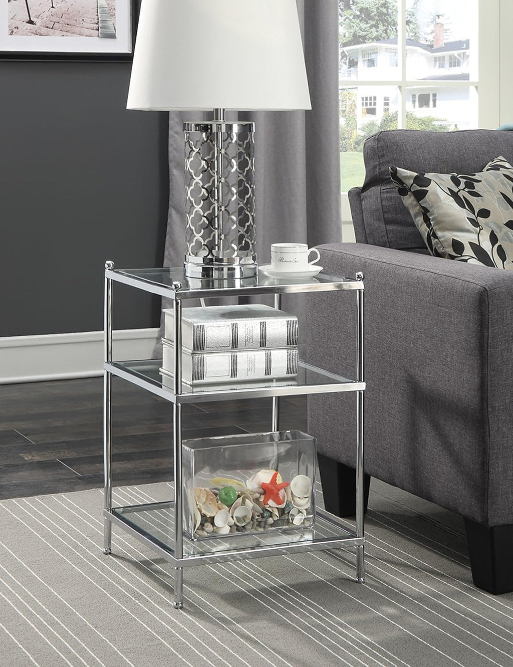 Royal Crest Chrome Glass End Table