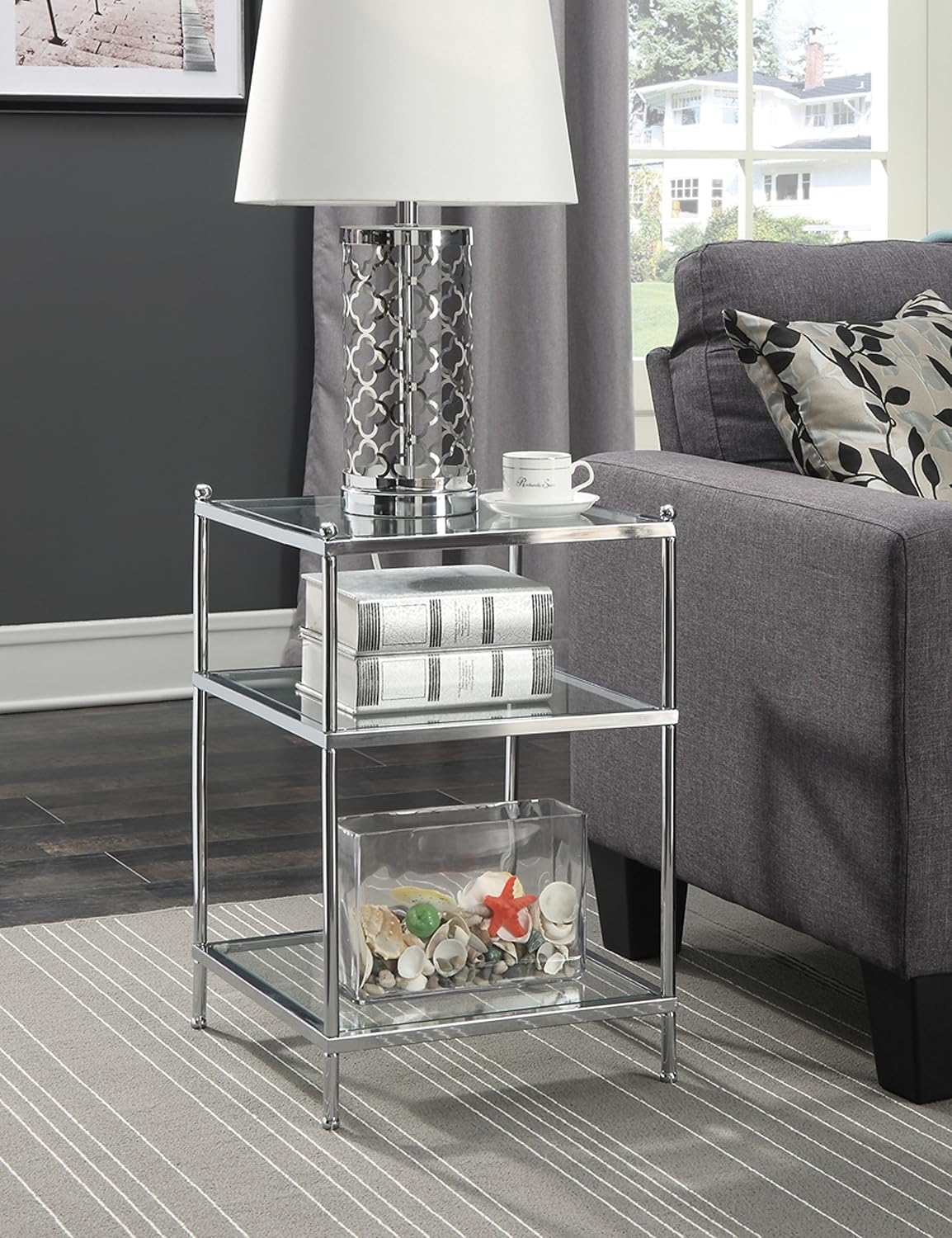 Royal Crest Chrome Glass End Table