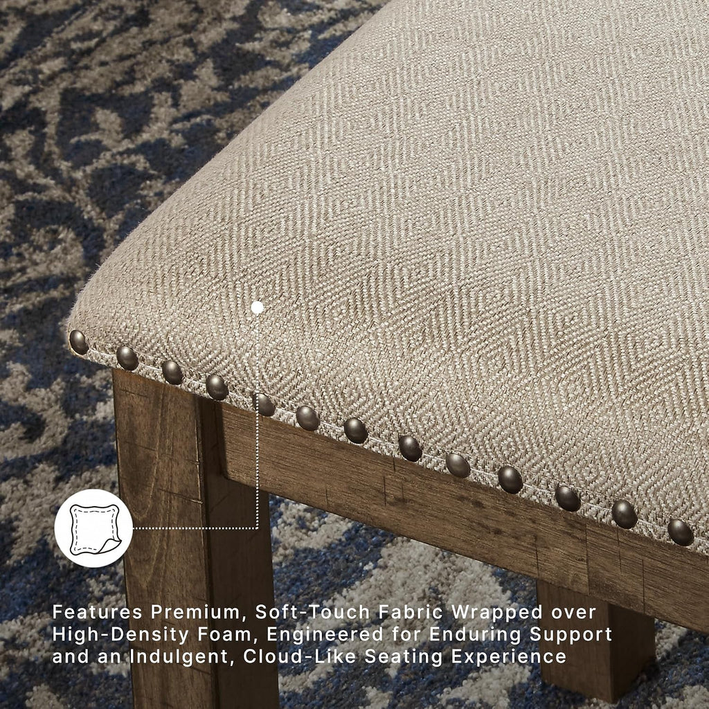 Beige Wood Dining Bench