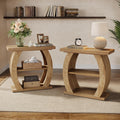 2‑Pack Natural 3‑Tier Wood Side Tables